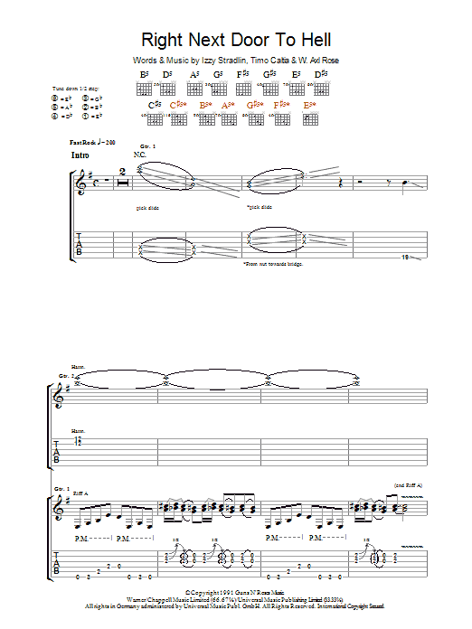 Download Guns N' Roses Right Next Door To Hell Sheet Music