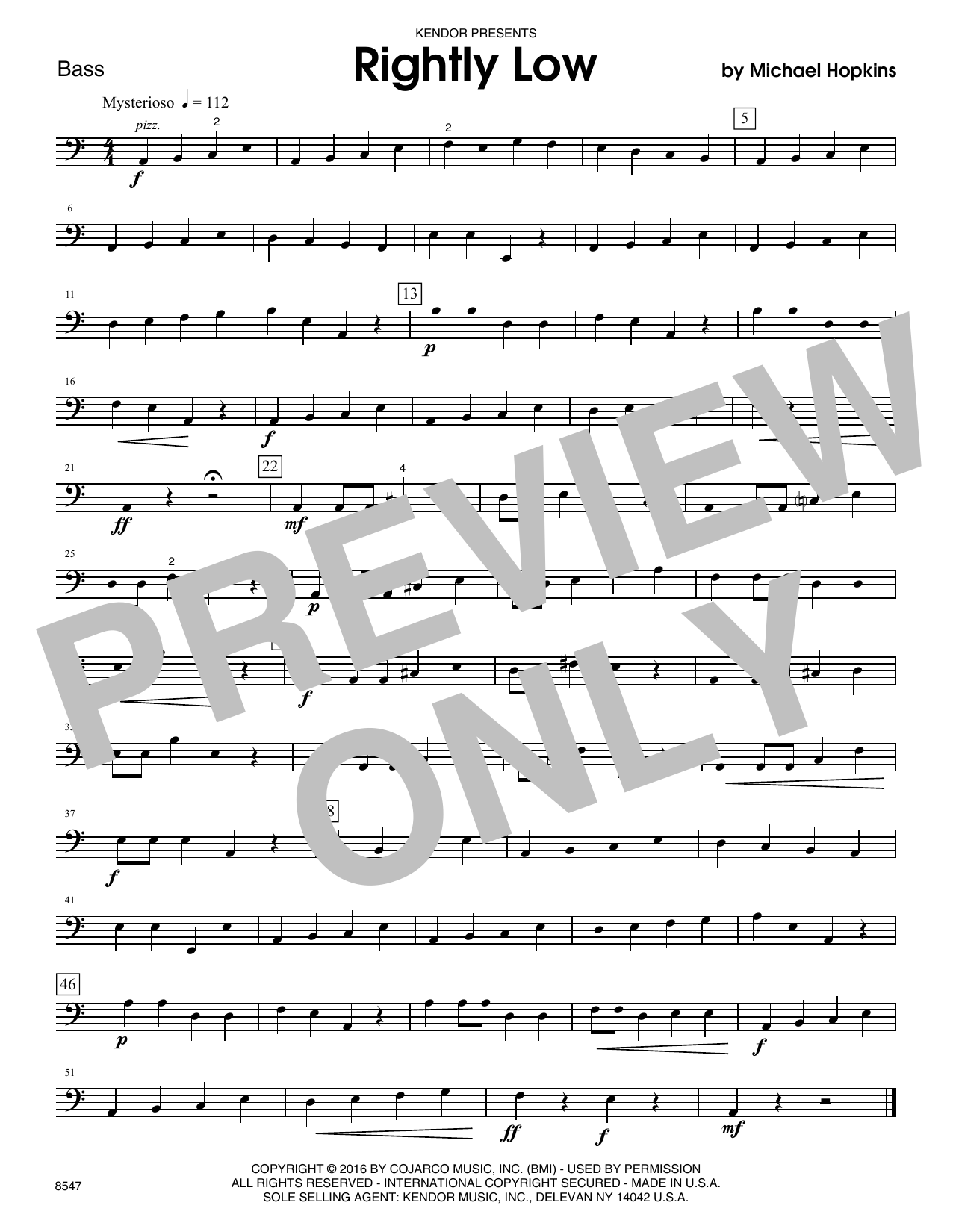 Download Michael Hopkins Rightly Low - Bass Sheet Music