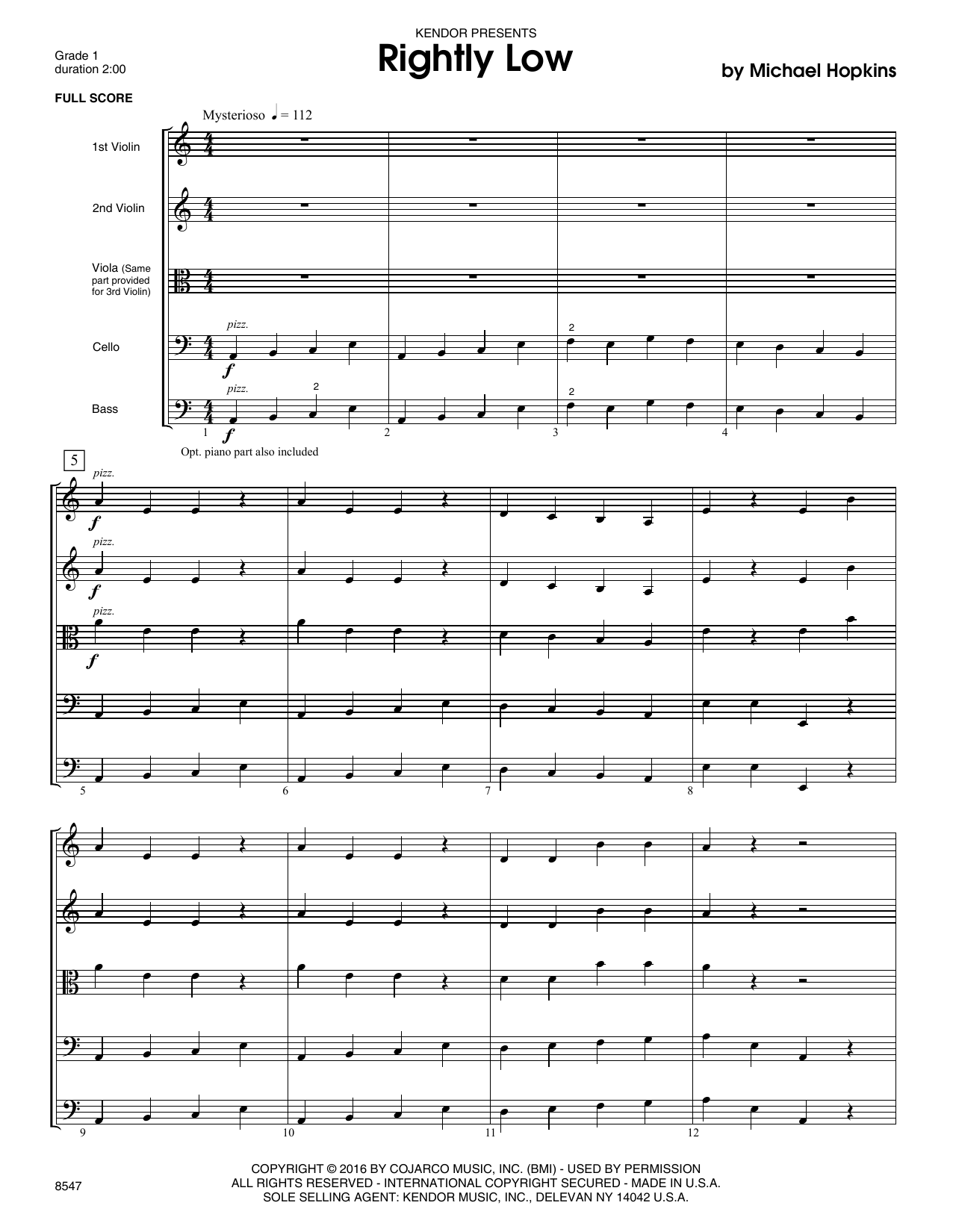 Download Michael Hopkins Rightly Low - Full Score Sheet Music