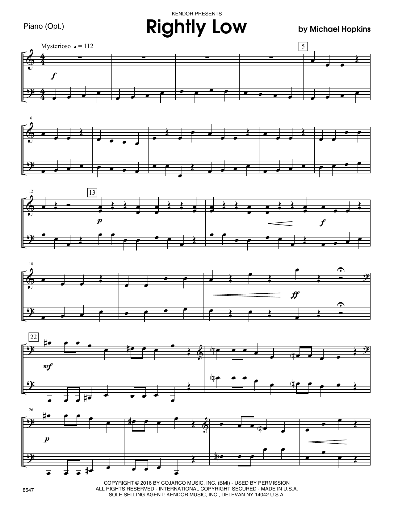 Download Michael Hopkins Rightly Low - Piano Accompaniment Sheet Music