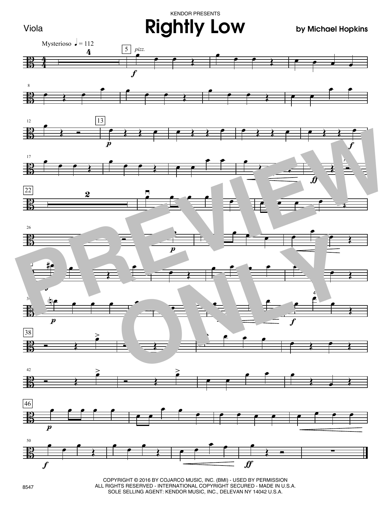 Download Michael Hopkins Rightly Low - Viola Sheet Music