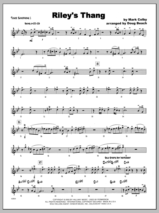 Download Mark Colby Riley's Thang - 1st Bb Tenor Saxophone Sheet Music