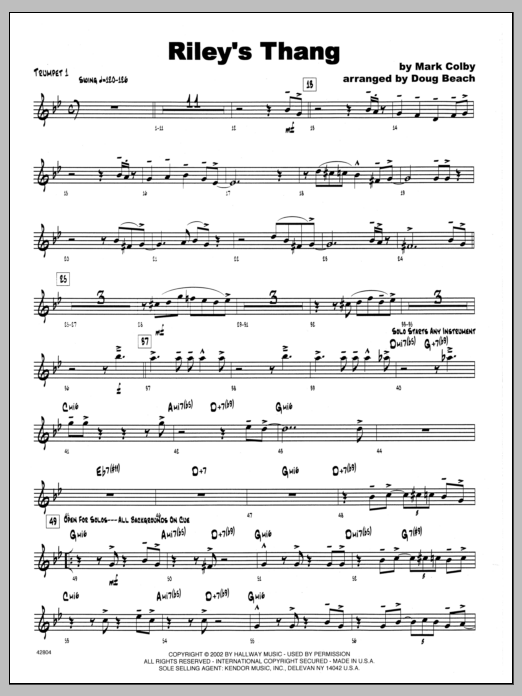 Download Mark Colby Riley's Thang - 1st Bb Trumpet Sheet Music