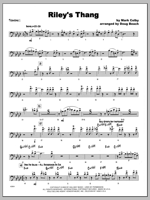 Download Mark Colby Riley's Thang - 1st Trombone Sheet Music