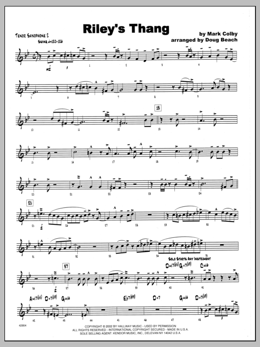 Download Mark Colby Riley's Thang - 2nd Bb Tenor Saxophone Sheet Music