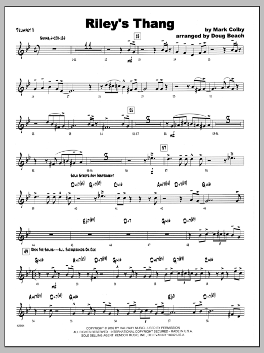 Download Mark Colby Riley's Thang - 3rd Bb Trumpet Sheet Music