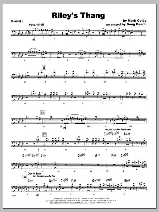 Download Mark Colby Riley's Thang - 3rd Trombone Sheet Music