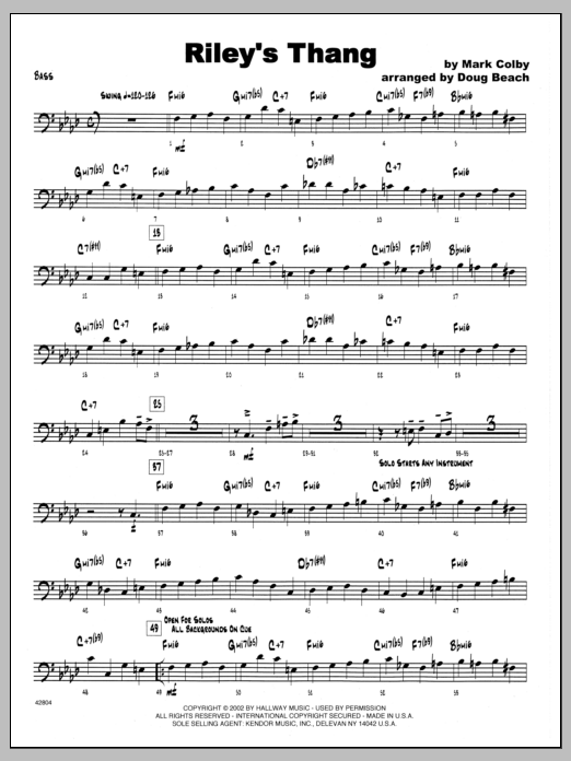 Download Mark Colby Riley's Thang - Bass Sheet Music