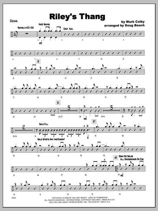 Download Mark Colby Riley's Thang - Drums Sheet Music