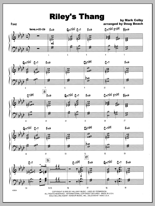 Download Mark Colby Riley's Thang - Piano Sheet Music