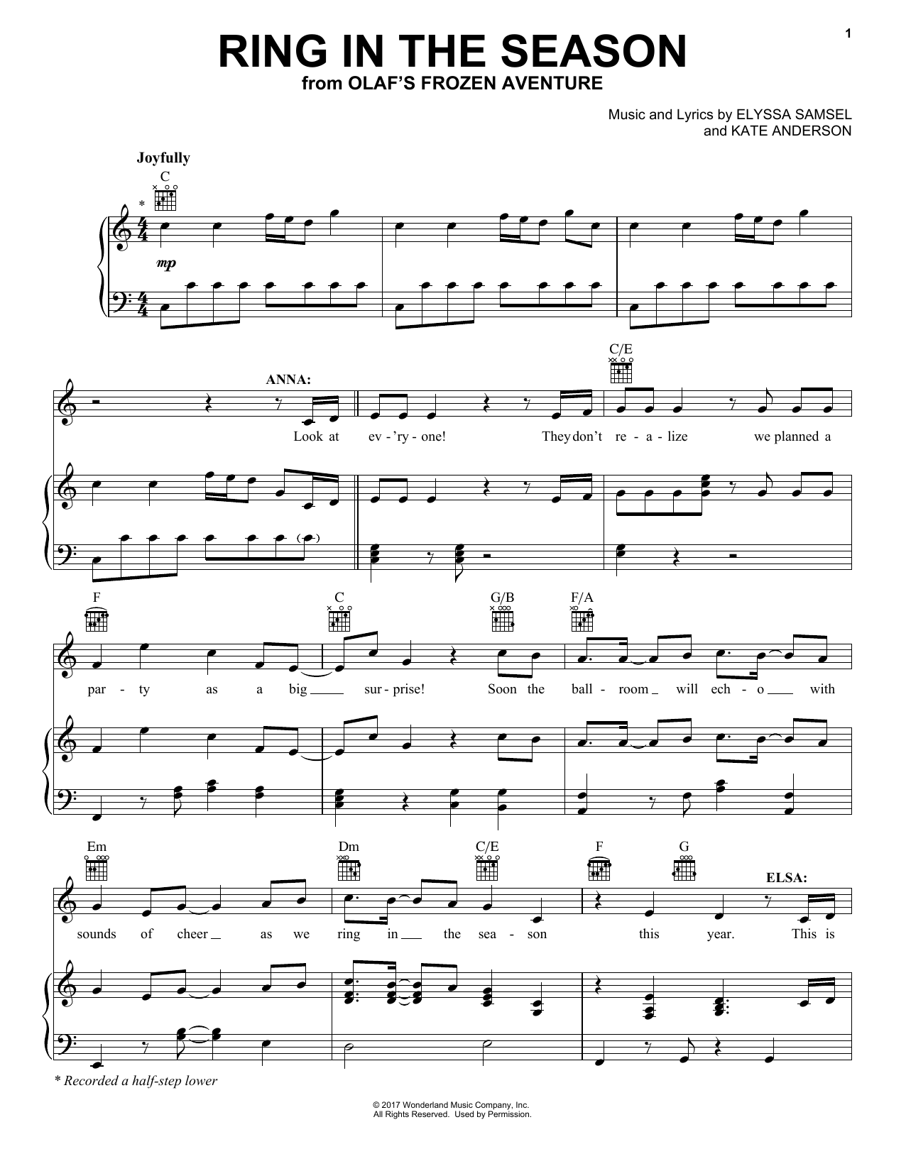 Download Kate Anderson Ring In The Season (from Olaf's Frozen Sheet Music
