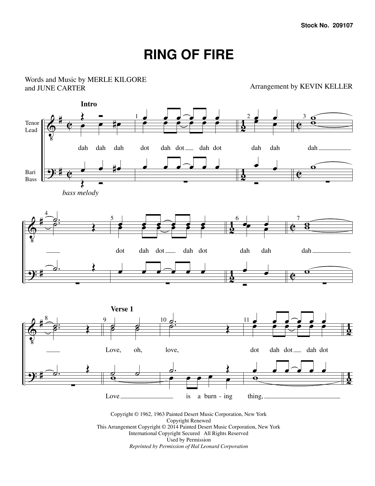 Download Johnny Cash Ring of Fire (arr. Kevin Keller) Sheet Music