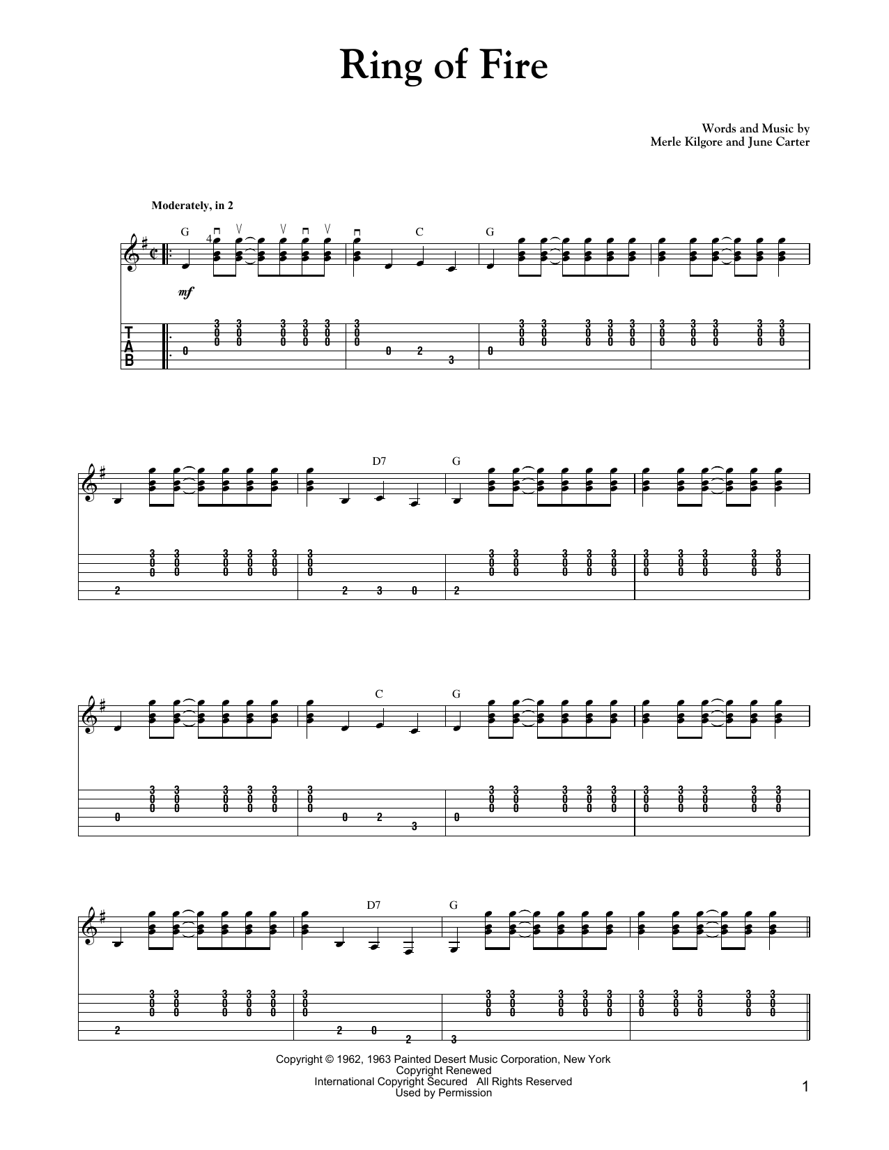 Download Carter Style Guitar Ring Of Fire Sheet Music