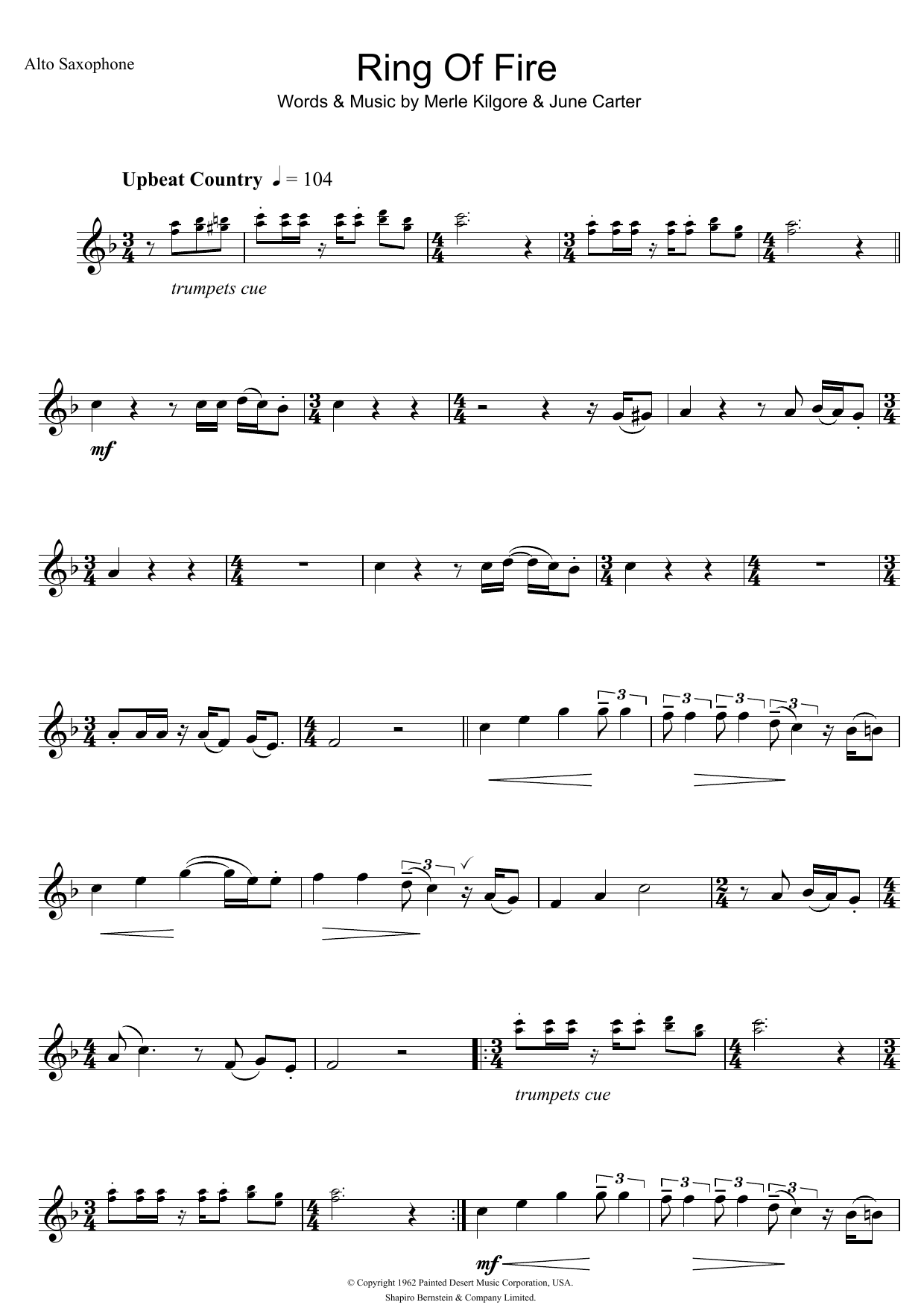Download Johnny Cash Ring Of Fire Sheet Music