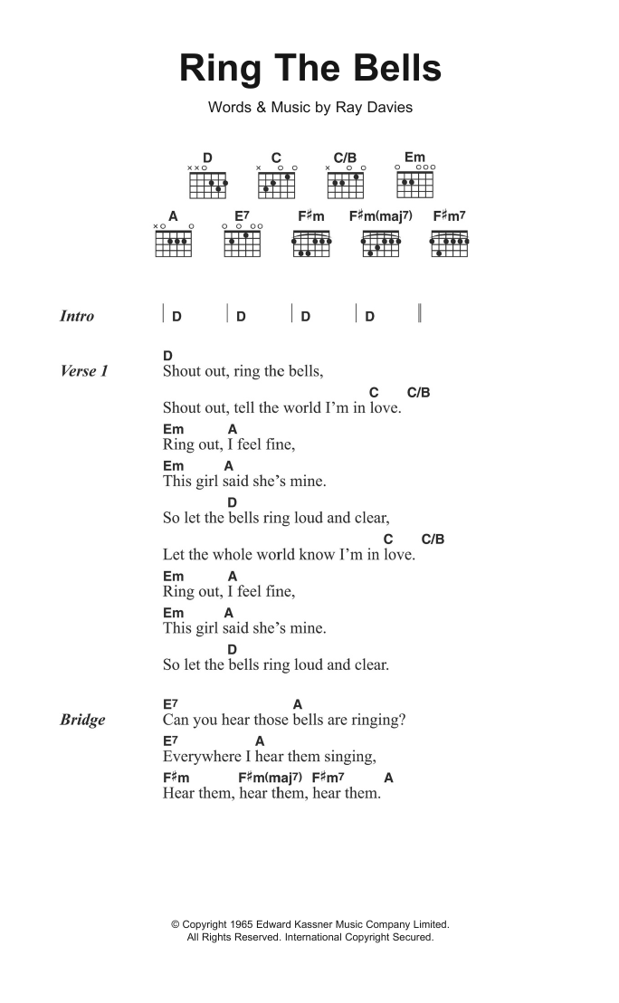 Download The Kinks Ring The Bells Sheet Music