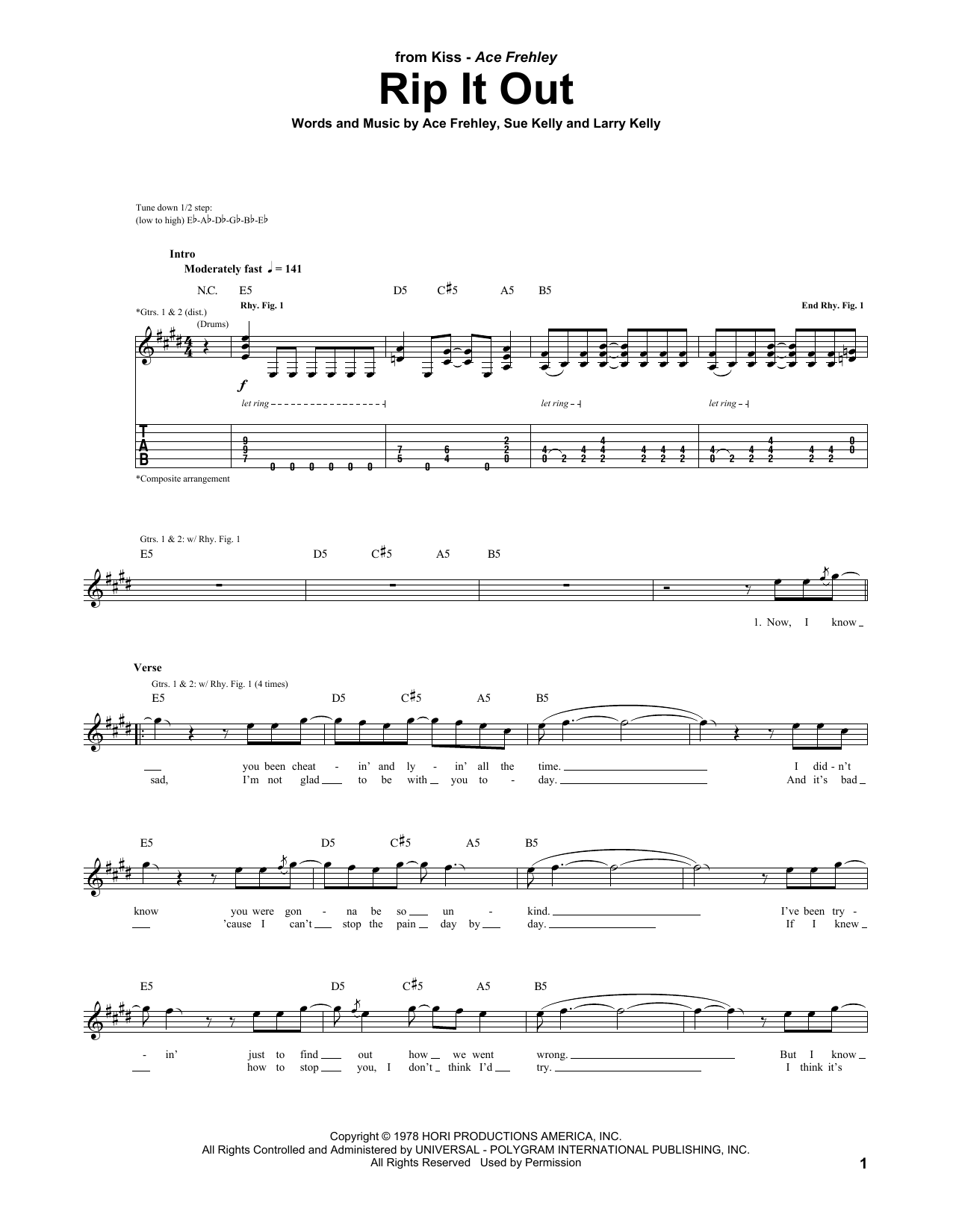 Download KISS Rip It Out Sheet Music