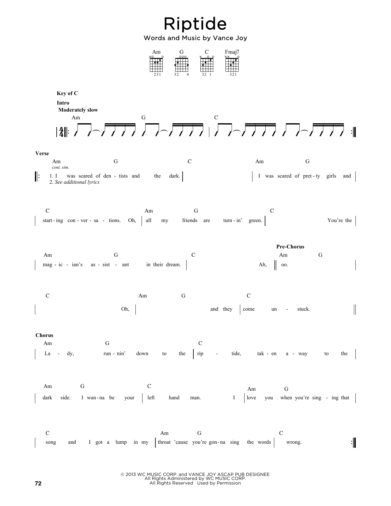 Download Vance Joy Riptide Sheet Music