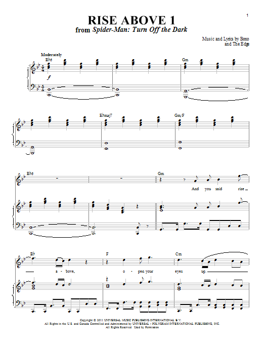 Download Reeve Carney Rise Above 1 (feat. Bono & The Edge) Sheet Music