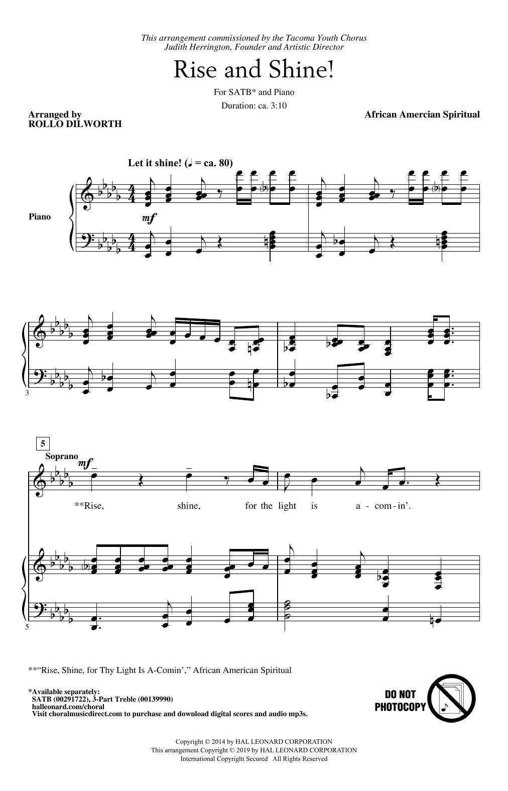 Download African-American Spiritual 'Rise And Shine! (arr. Rollo Dilworth) Sheet Music