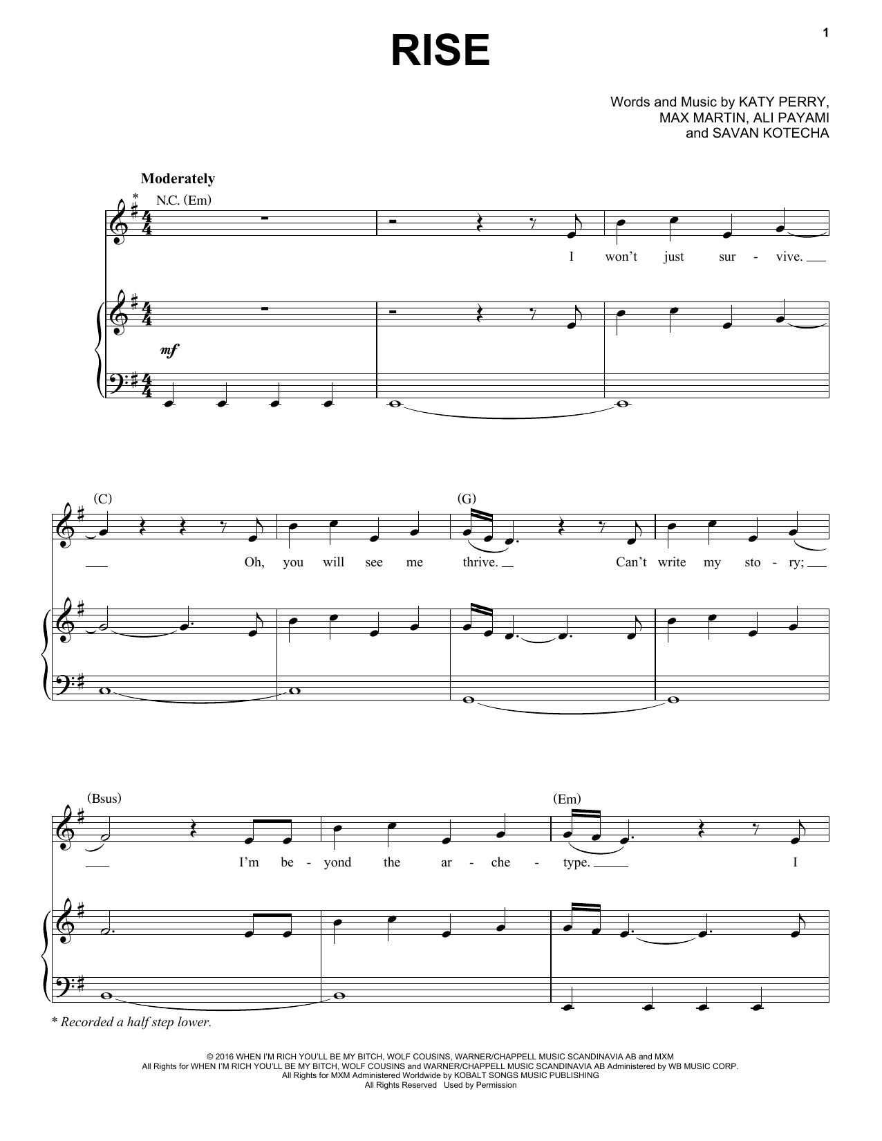 Download Katy Perry Rise Sheet Music