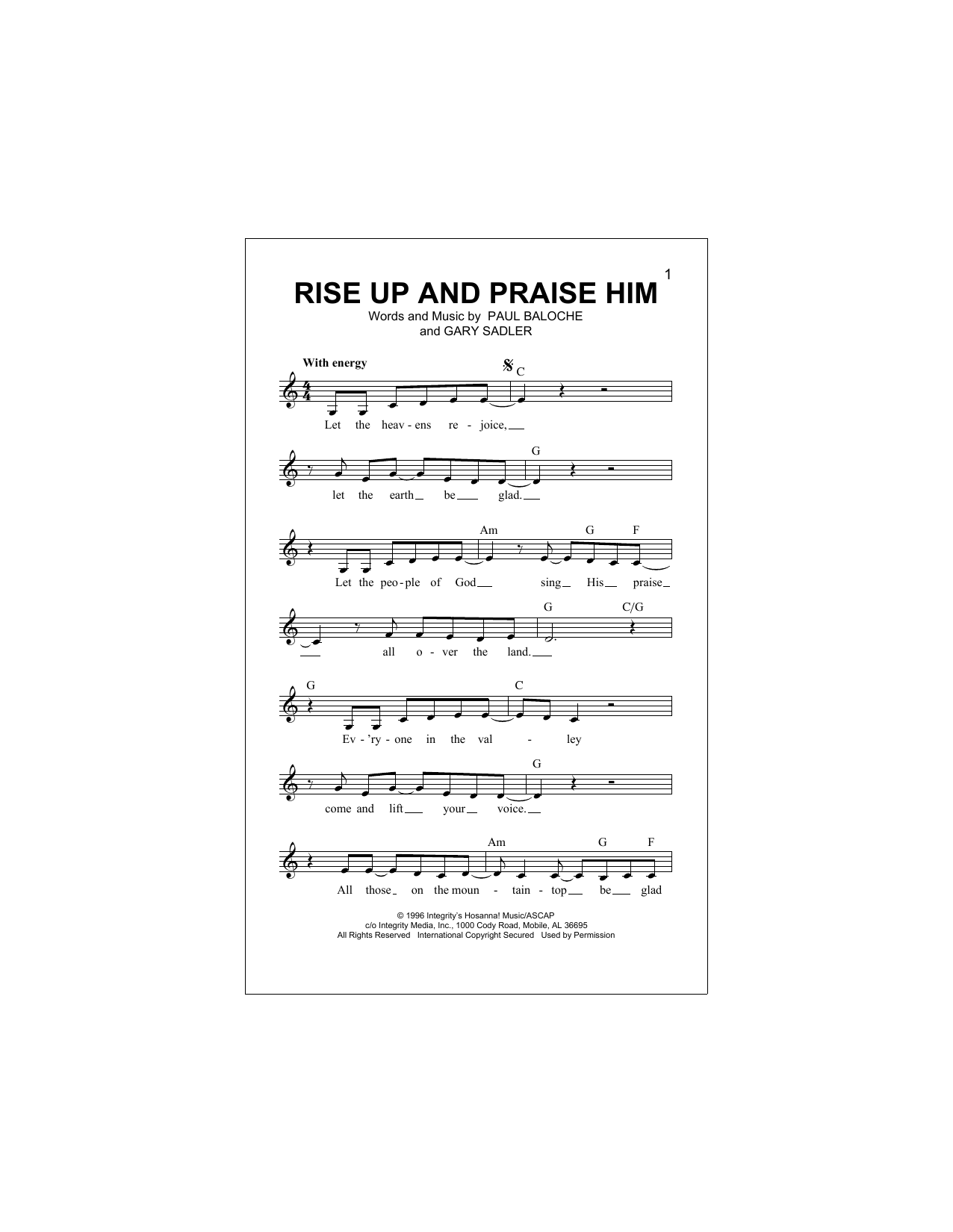 Download Gary Sadler Rise Up And Praise Him Sheet Music