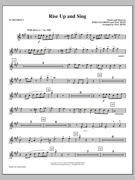 Download Mac Huff Rise Up And Sing - Bb Trumpet 1 Sheet Music