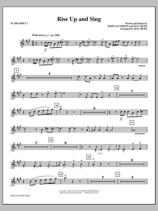 Download Mac Huff Rise Up And Sing - Bb Trumpet 2 Sheet Music