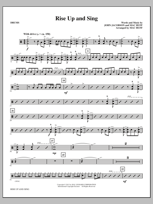 Download Mac Huff Rise Up And Sing - Drums Sheet Music