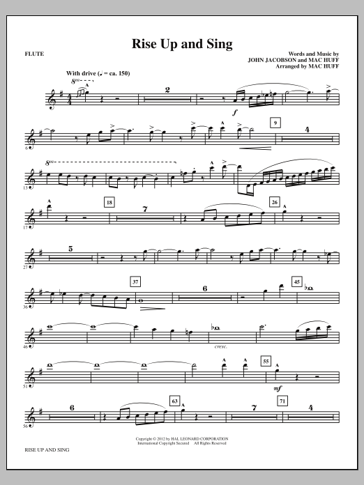 Download Mac Huff Rise Up And Sing - Flute Sheet Music
