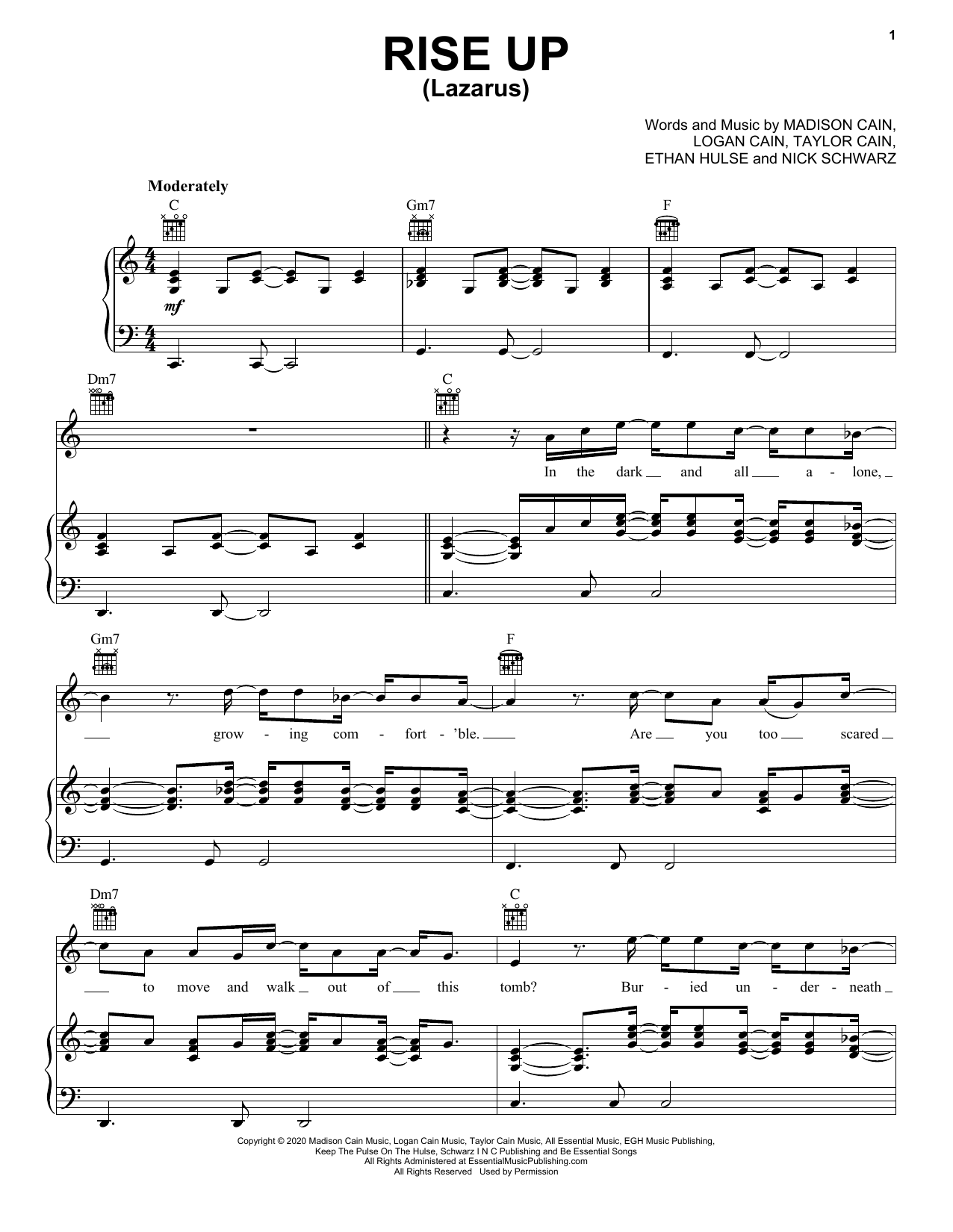 Download CAIN Rise Up (Lazarus) Sheet Music