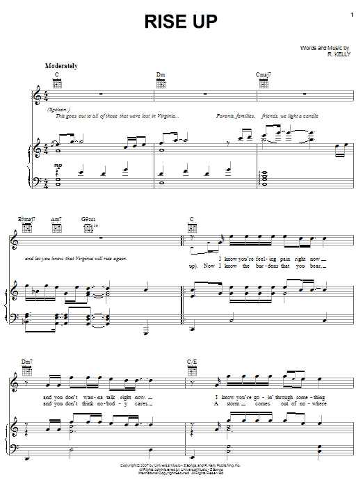 Download R. Kelly Rise Up Sheet Music