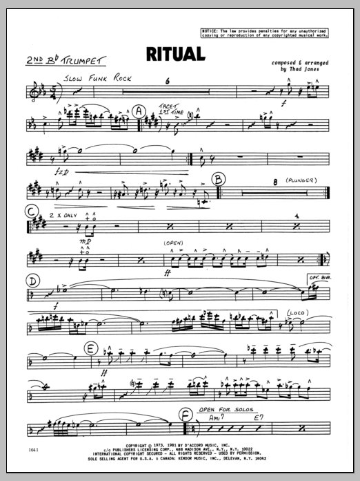 Download Thad Jones Ritual - 2nd Bb Trumpet Sheet Music