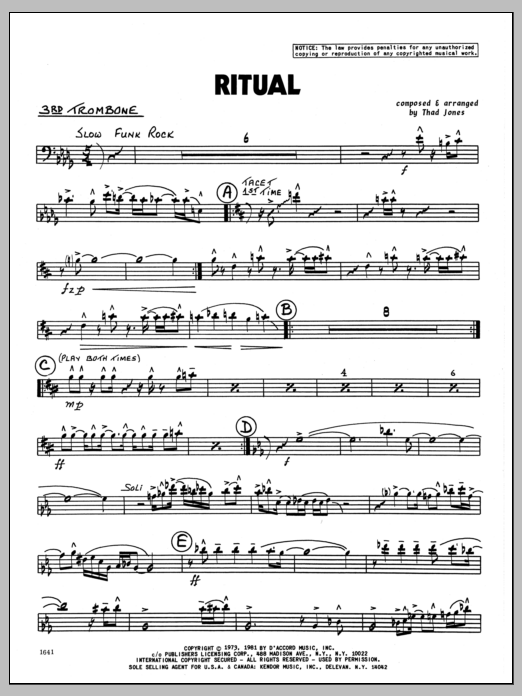 Download Thad Jones Ritual - 3rd Trombone Sheet Music