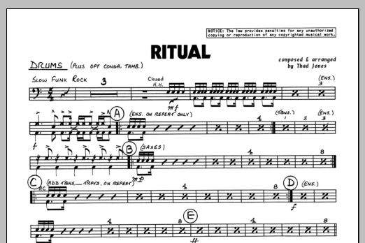 Download Thad Jones Ritual - Drums Sheet Music