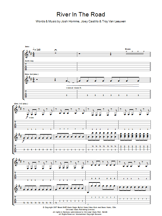 Download Queens Of The Stone Age River In The Road Sheet Music