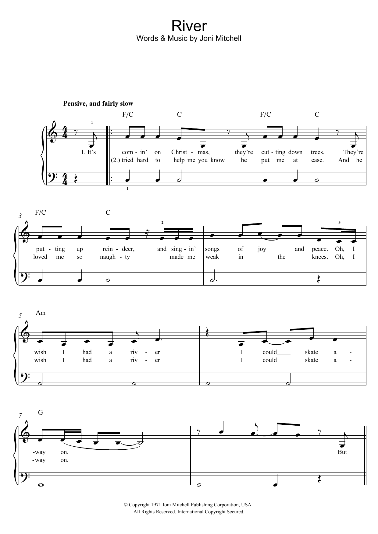 Download Joni Mitchell River Sheet Music