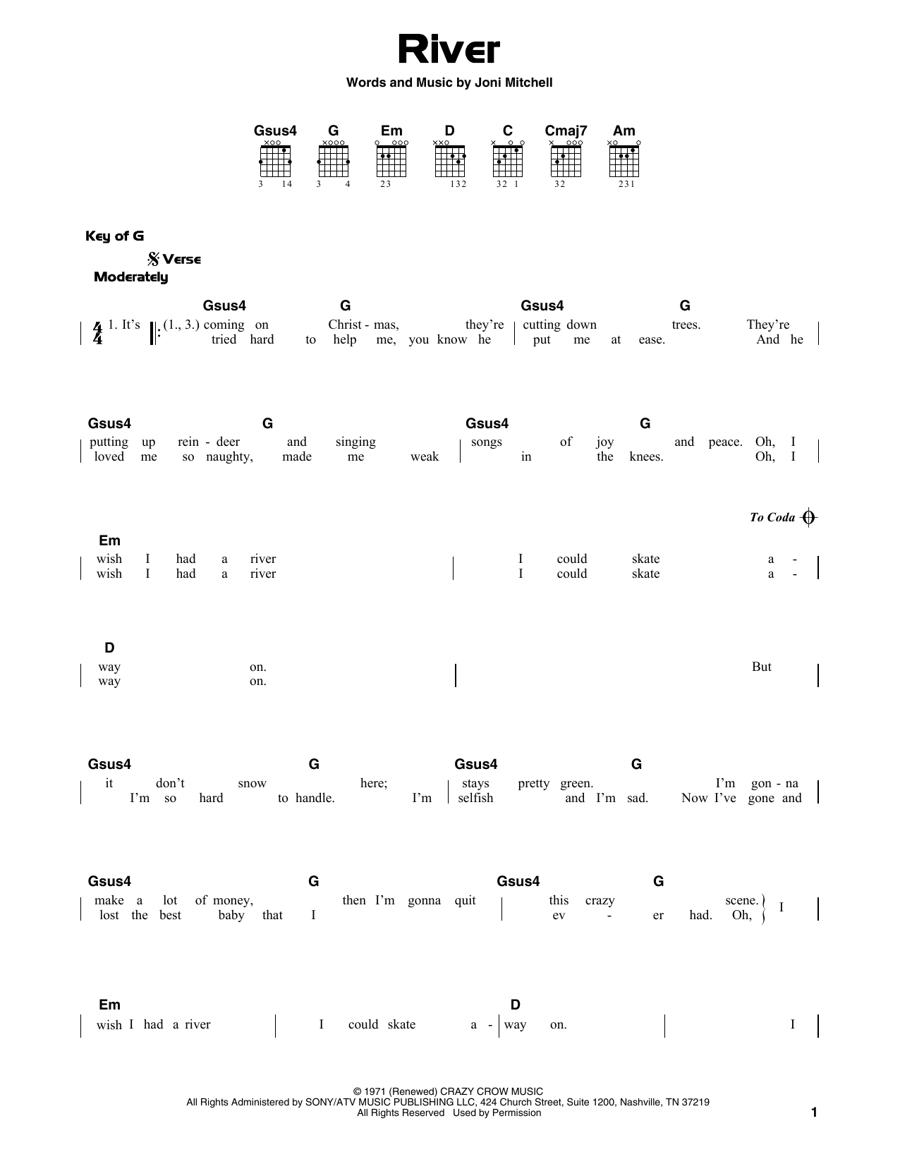 Download Joni Mitchell River Sheet Music