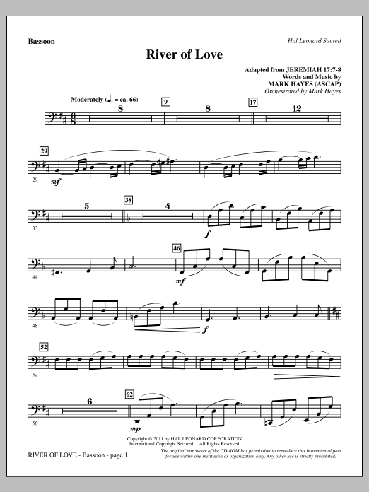 Download Mark Hayes River Of Love - Bassoon Sheet Music