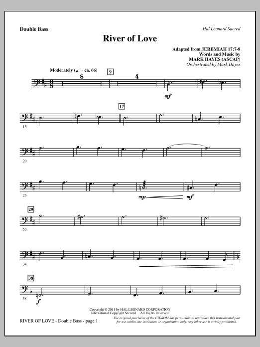 Download Mark Hayes River Of Love - Double Bass Sheet Music