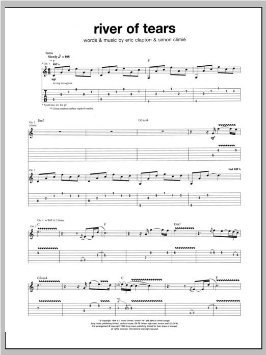Download Eric Clapton River Of Tears Sheet Music