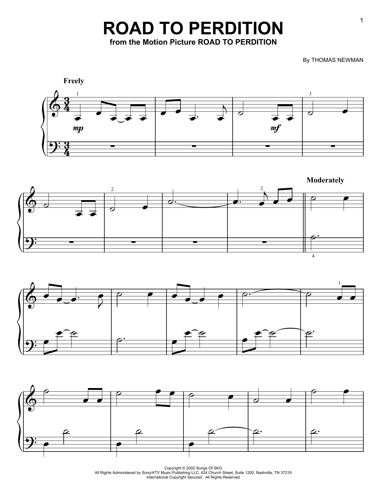 Download Thomas Newman Road To Perdition (from Road to Perditi Sheet Music