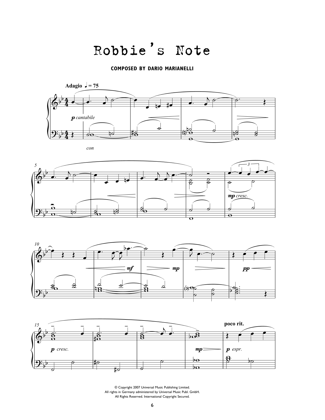 Download Dario Marianelli Robbie's Note (from Atonement) Sheet Music