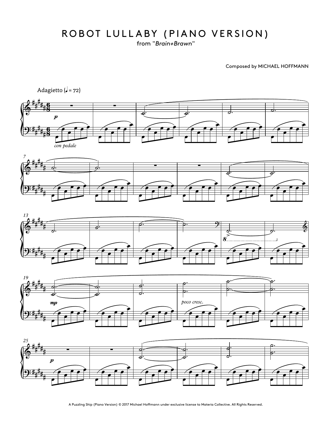 Download Michael Hoffmann Robot Lullaby Sheet Music
