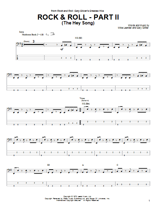 Download Gary Glitter Rock & Roll - Part II (The Hey Song) Sheet Music