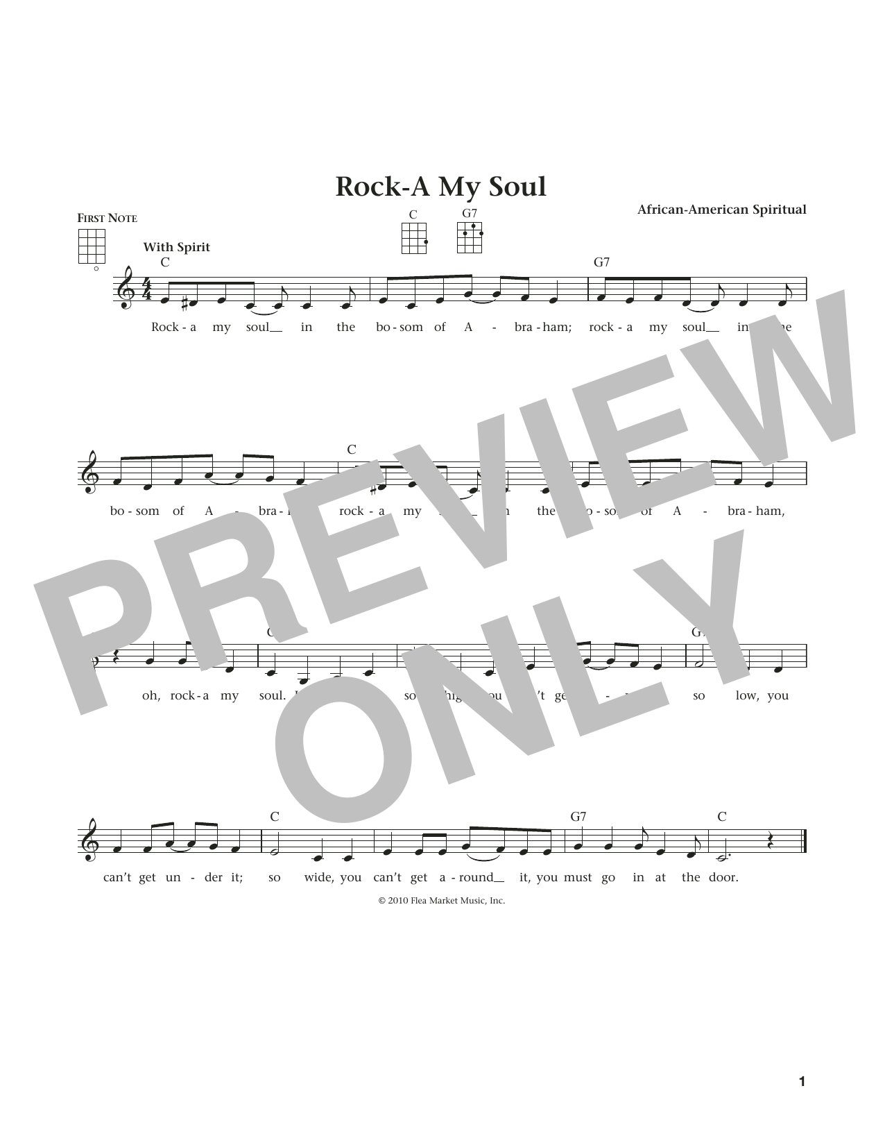 Download African-American Spiritual Rock-A-My Soul (from The Daily Ukulele) Sheet Music