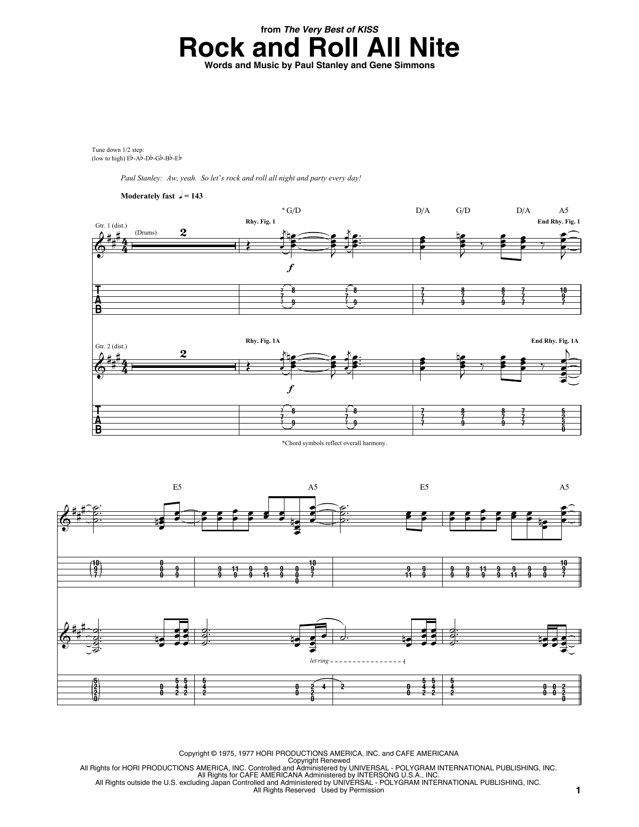 Download KISS Rock And Roll All Nite Sheet Music