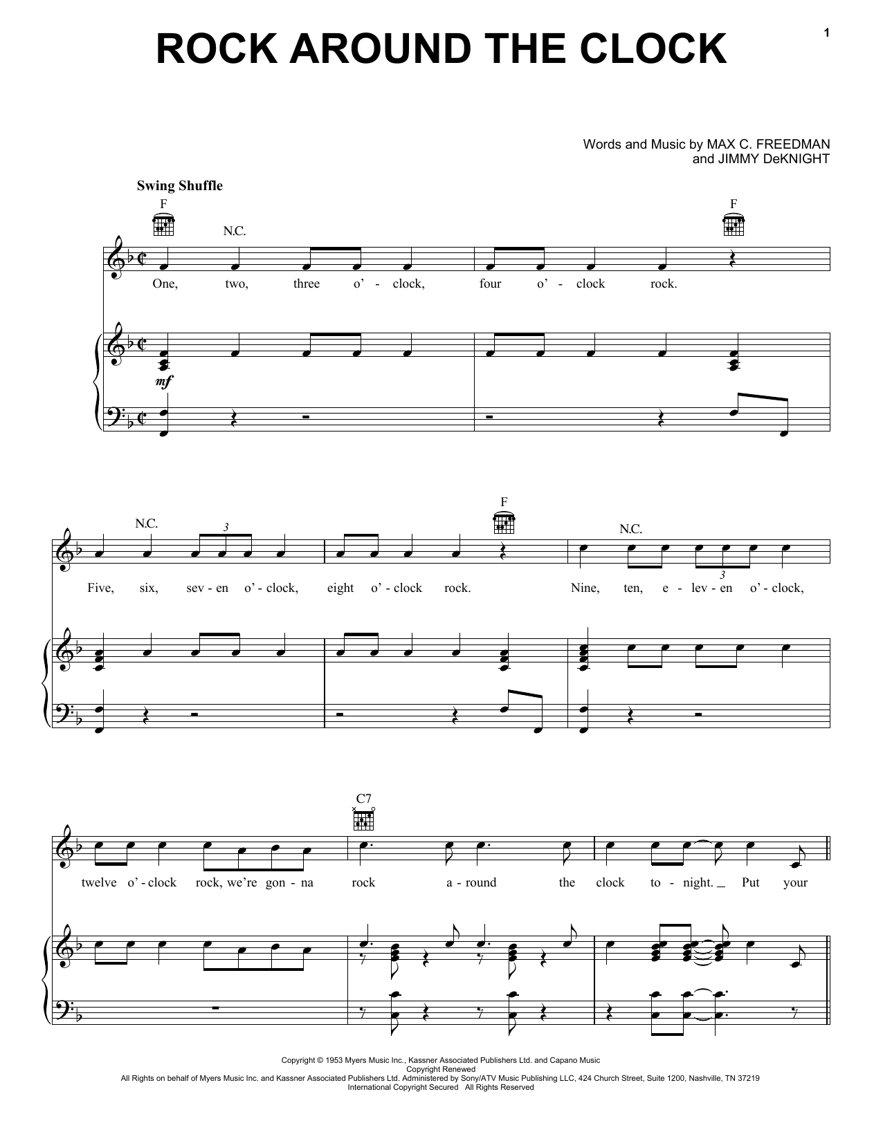 Download Bill Haley & His Comets Rock Around The Clock Sheet Music