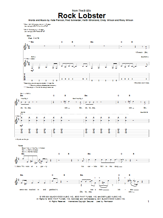 Download The B-52's Rock Lobster Sheet Music