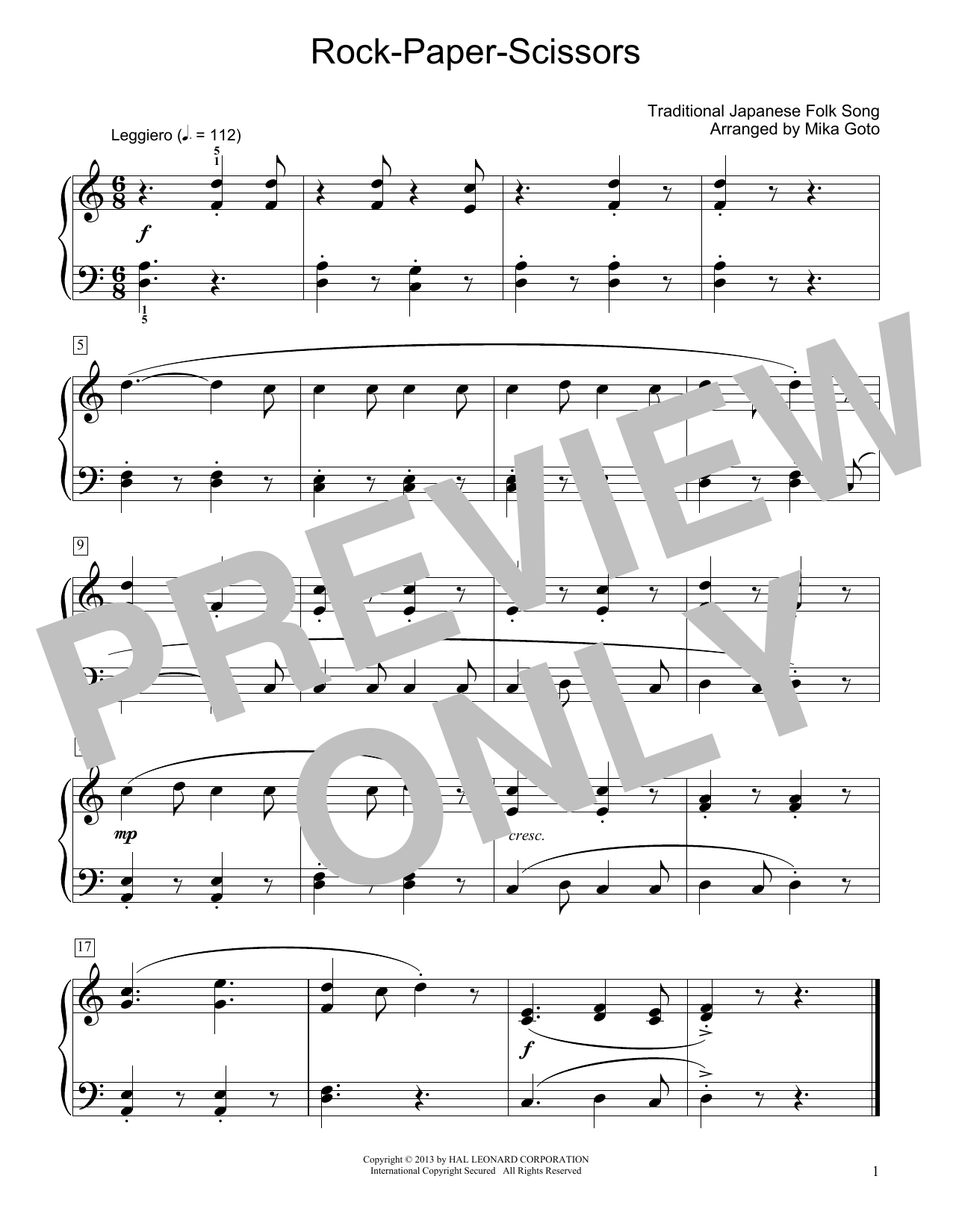 Download Traditional Japanese Folk Song Rock-Paper-Scissors (arr. Mika Goto) Sheet Music