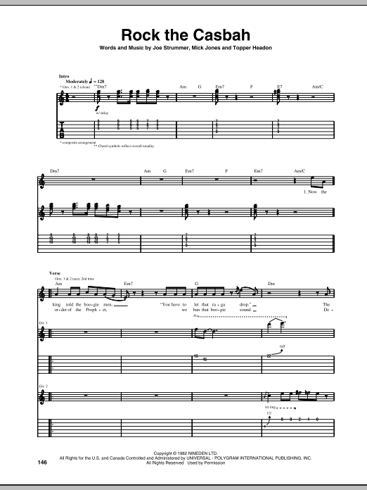 Download The Clash Rock The Casbah Sheet Music